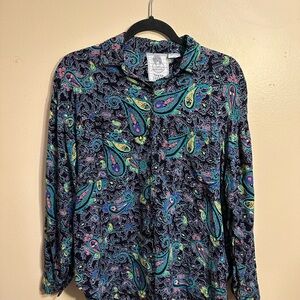 Vintage Short Circuit Paisley Rayon Button Up Blouse